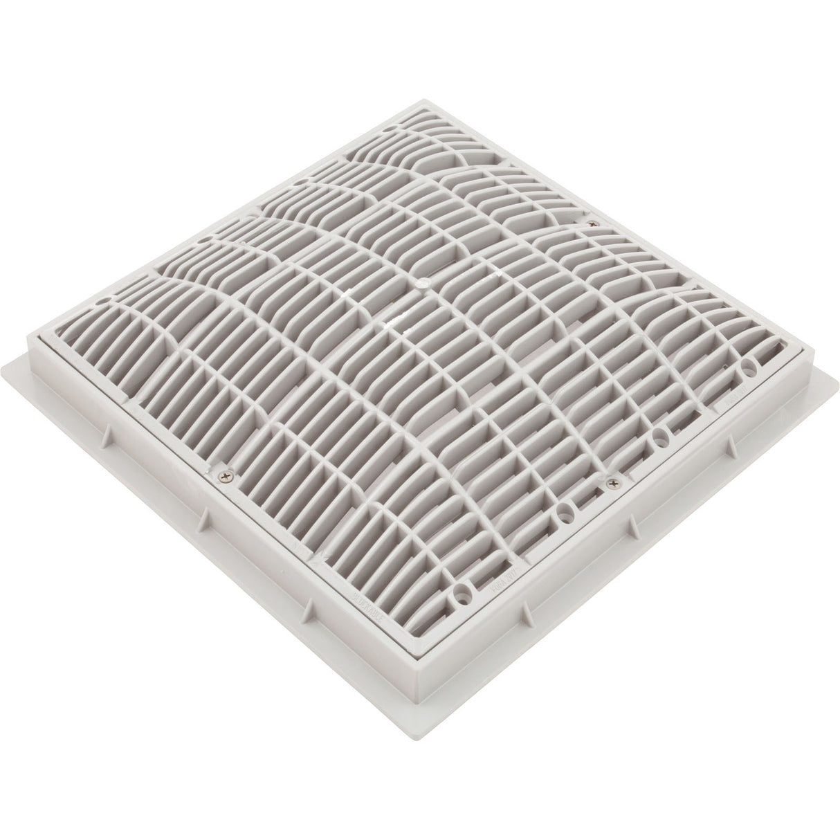 Main Drain Grate, Waterway, 12" x 12" Square, w/Frame, White : 640-4720 V