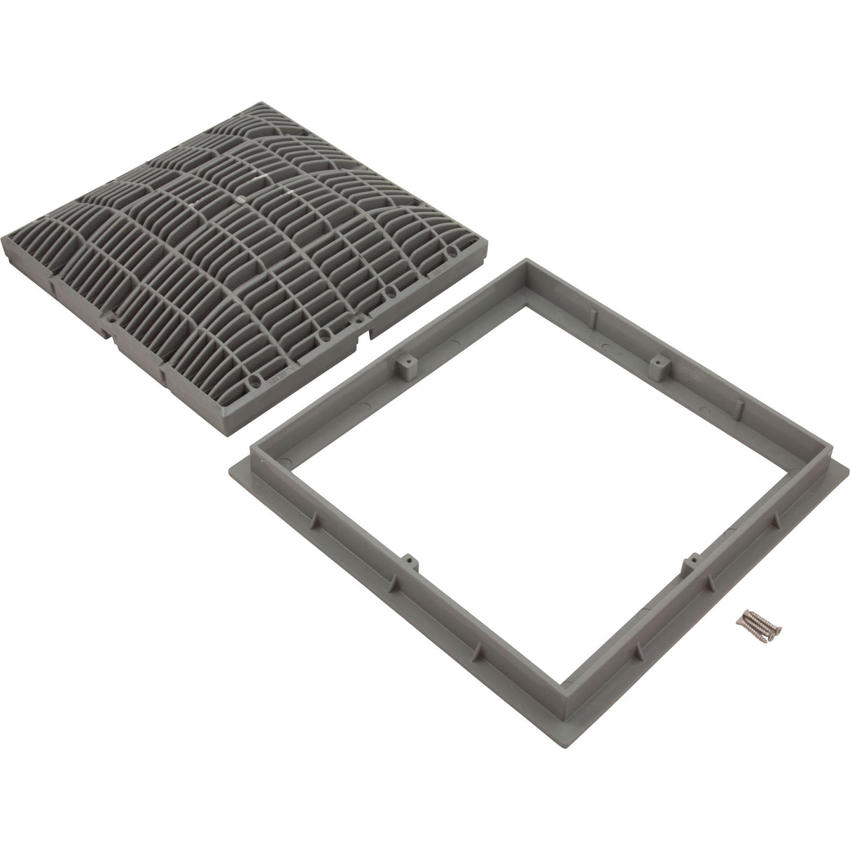 Main Drain Grate, Waterway, 12" x 12" Square, w/Frame, Gray : 640-4727 V