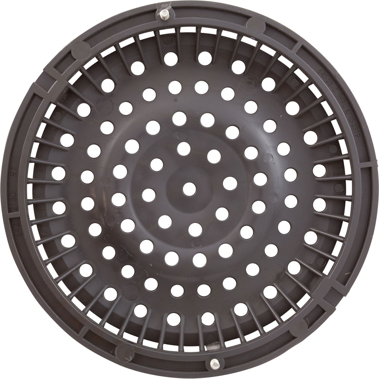 Main Drain Grate, WW Anti-Vortex, 8" Round, w/o Screws, Dk Gry : 642-2159-DKG V
