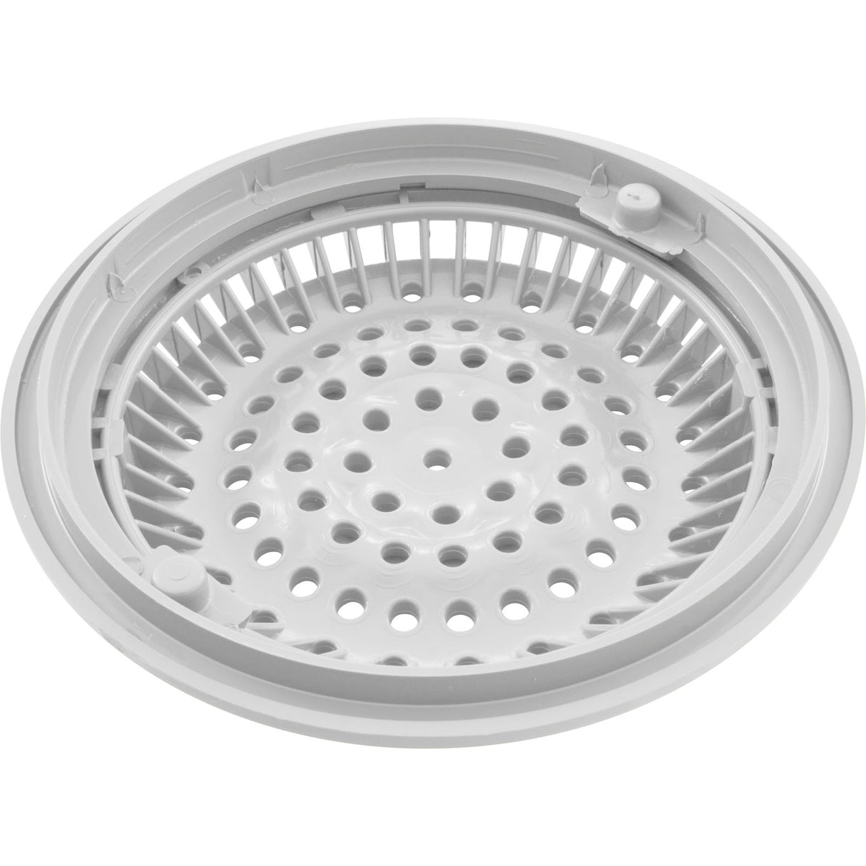 Main Drain Grate, WW Anti Vortex, 8" Rnd, w/Collar, White : 640-2310V