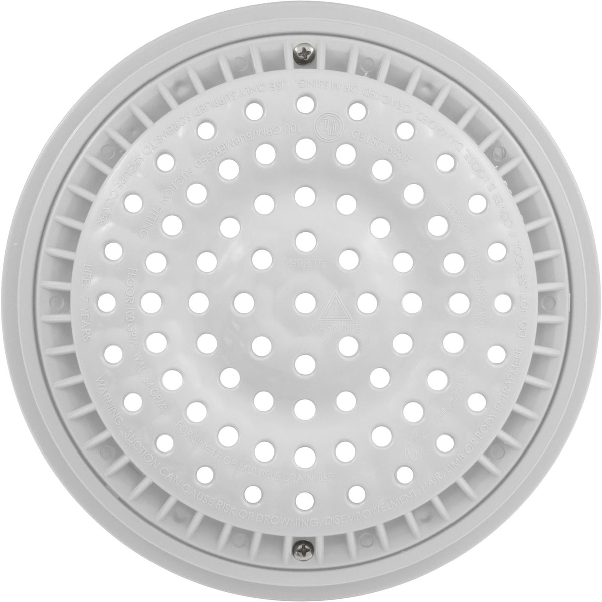 Main Drain Grate, WW Anti Vortex, 8" Rnd, w/Collar, White : 640-2310V - Waterway Plastics - 8.06105E+11 - PartsForSpas.com