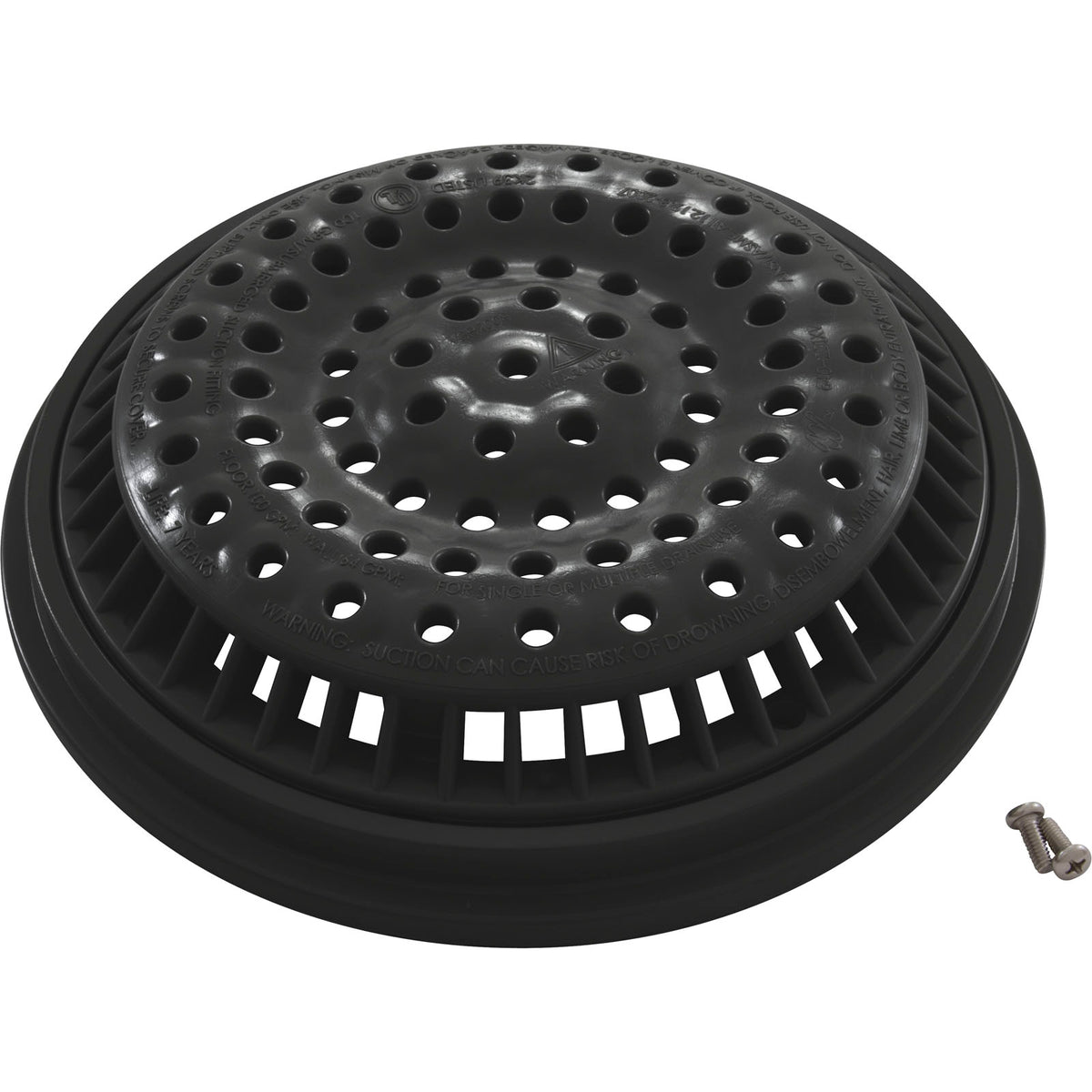 Main Drain Grate, WW Anti Vortex, 8" Rnd, w/Collar, Black : 640-2311 V - Waterway Plastics - 8.06105E+11 - PartsForSpas.com