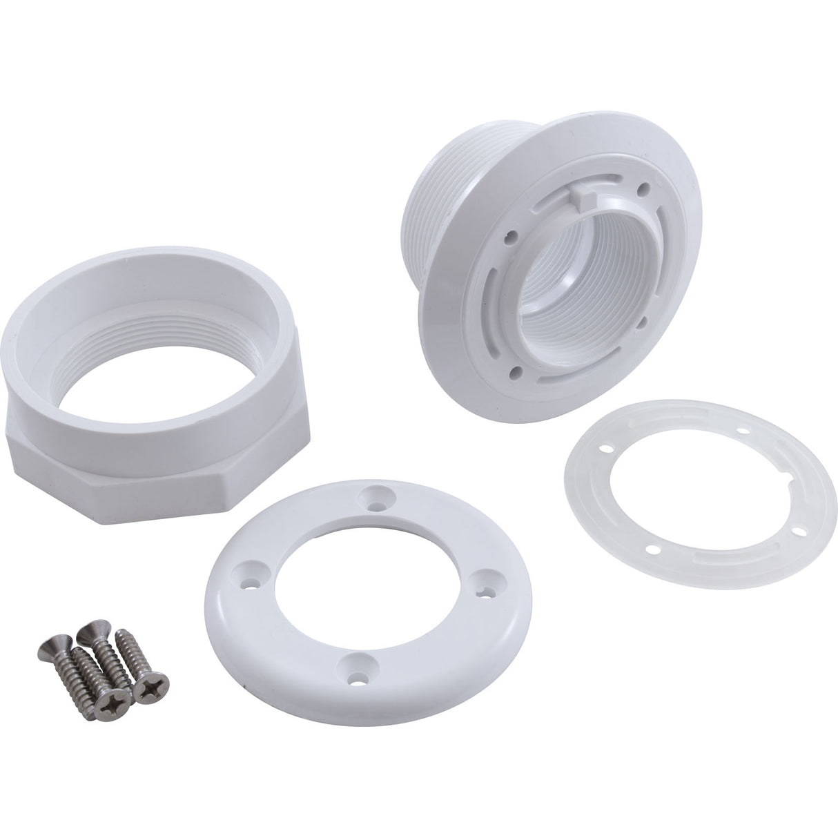Wall Fitting, WW, Vinyl Liner, 3"hs, 1-1/2"fpt, 3-1/2"fd, Wht : 400-9160B
