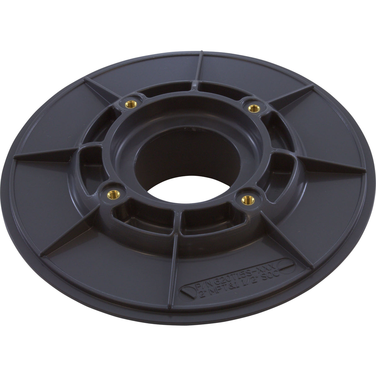 Wall Fitting, 6" dia, 2-3/8"hs, 2"mpt-1-1/2"s, Dk Gray : 620T15S105