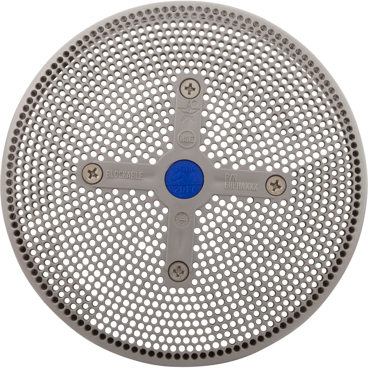 Suction Cover, HydroAir Repl, 6", 224gpm, w/Screws, Lt Gray : 6HPHA103 - Aquastar Pool Products - 8.83612E+11 - PartsForSpas.com