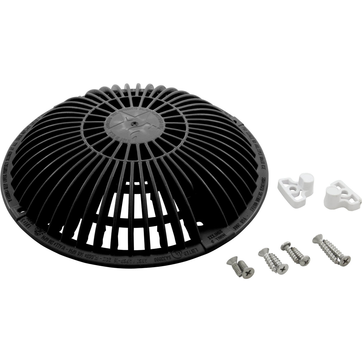 Main Drain Grate, Retro 8" Round, MoFlow, w/Hardware, Dark Gray : R8MF105