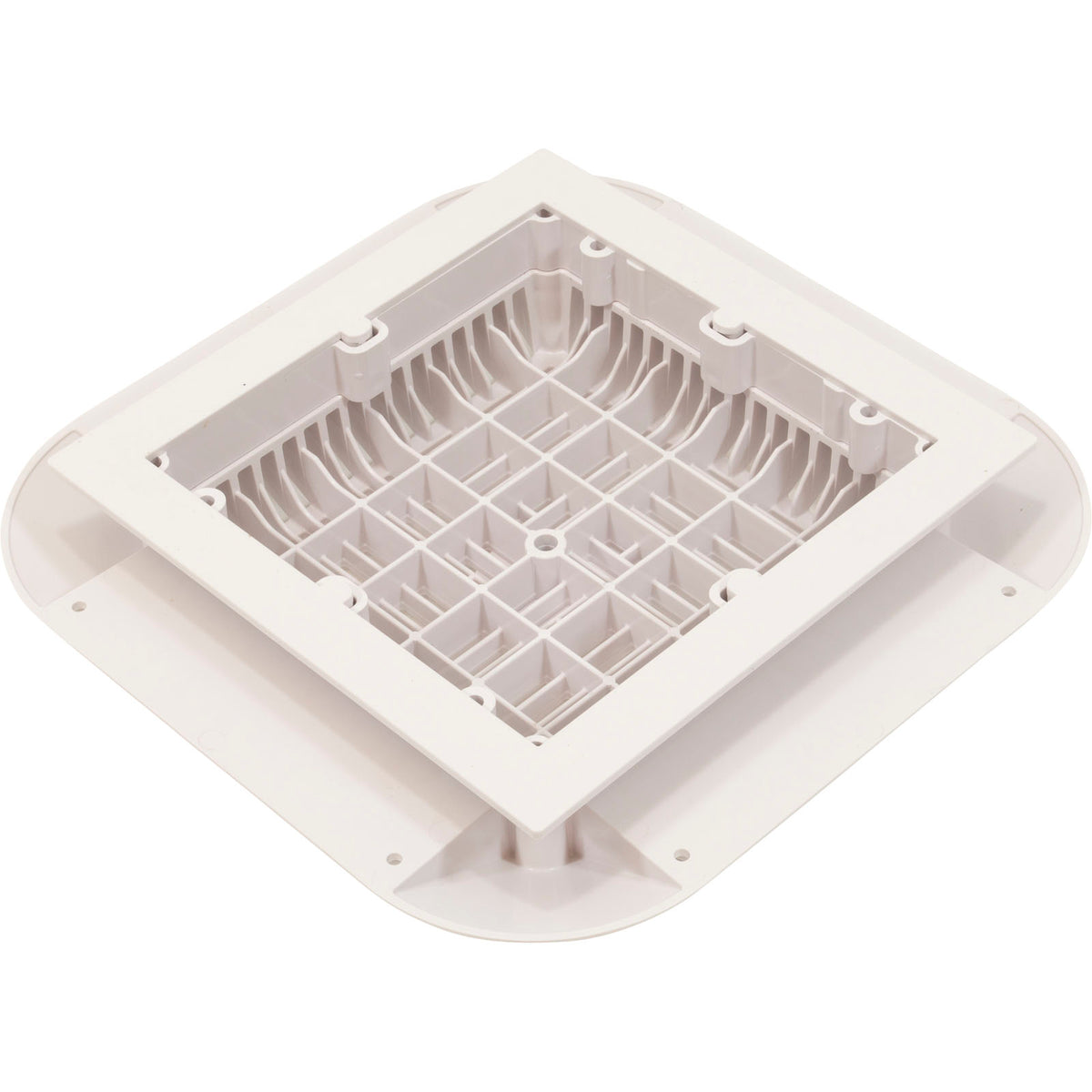 Main Drain Grate, 14" x 14" Square, 2 Retro 9"x9", White : 914101 - Aquastar Pool Products - 8.83612E+11 - PartsForSpas.com