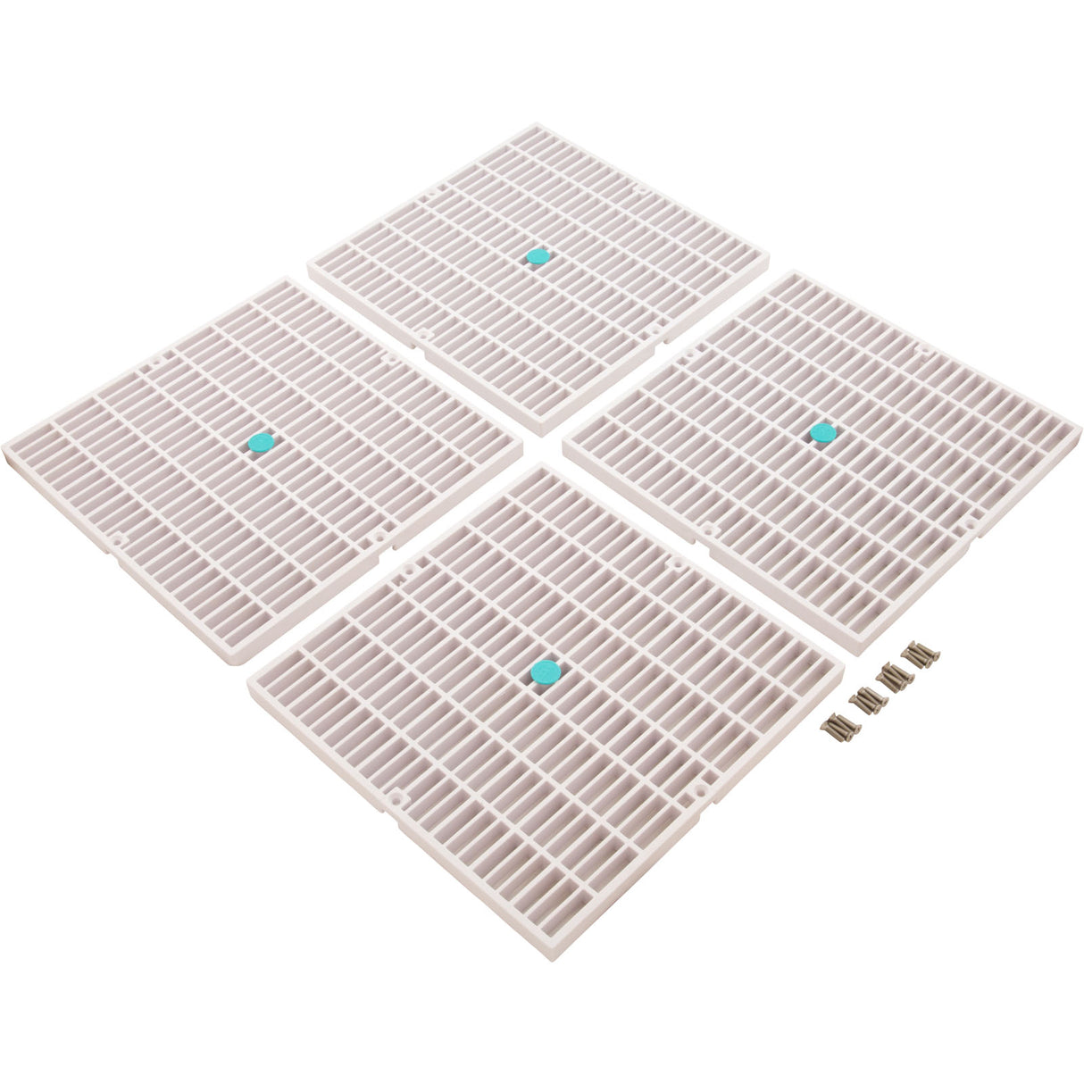 Drain Grate, 4-12" Sq, w/ 24" Sq Frame, Anit Entrap, White : 24101