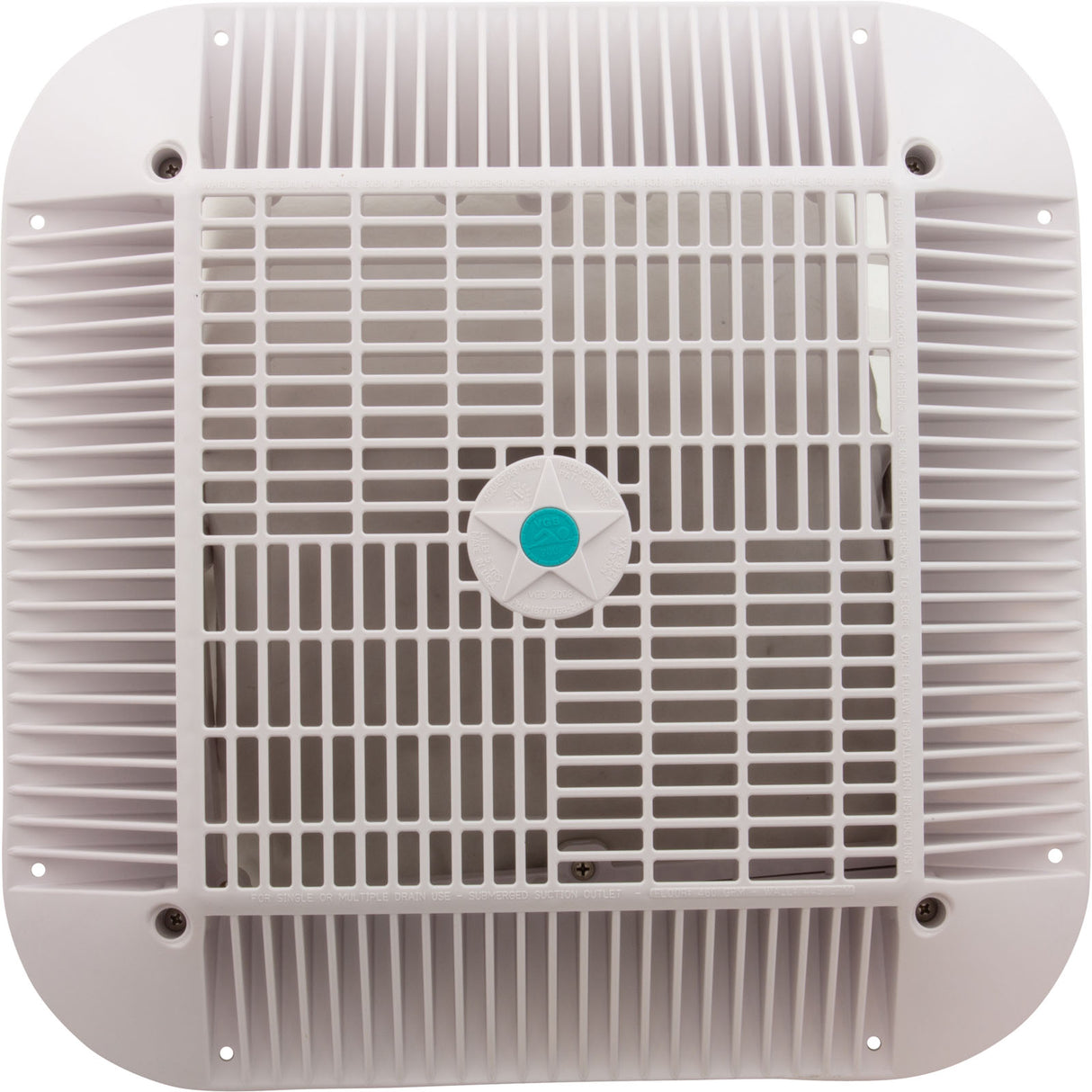 Main Drain Grate, Aquastar Retro Wav, 12" x 12" Square, Wht : 1216101