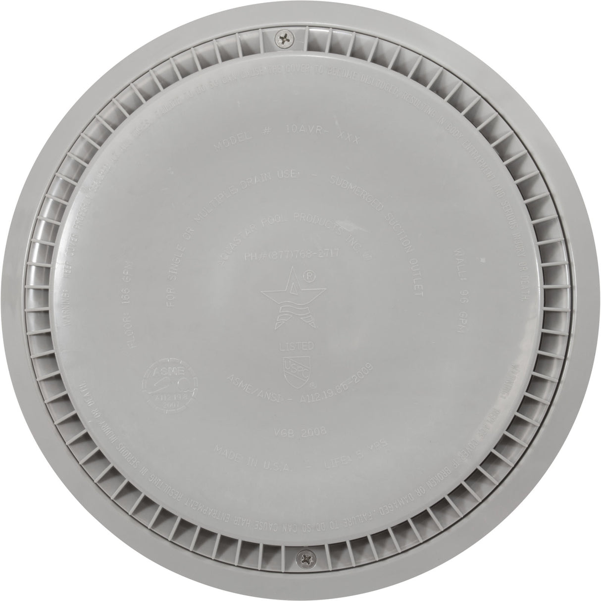 Cover, Aquastar, 10" Round, Gray, w/ Frame : 10AVR103