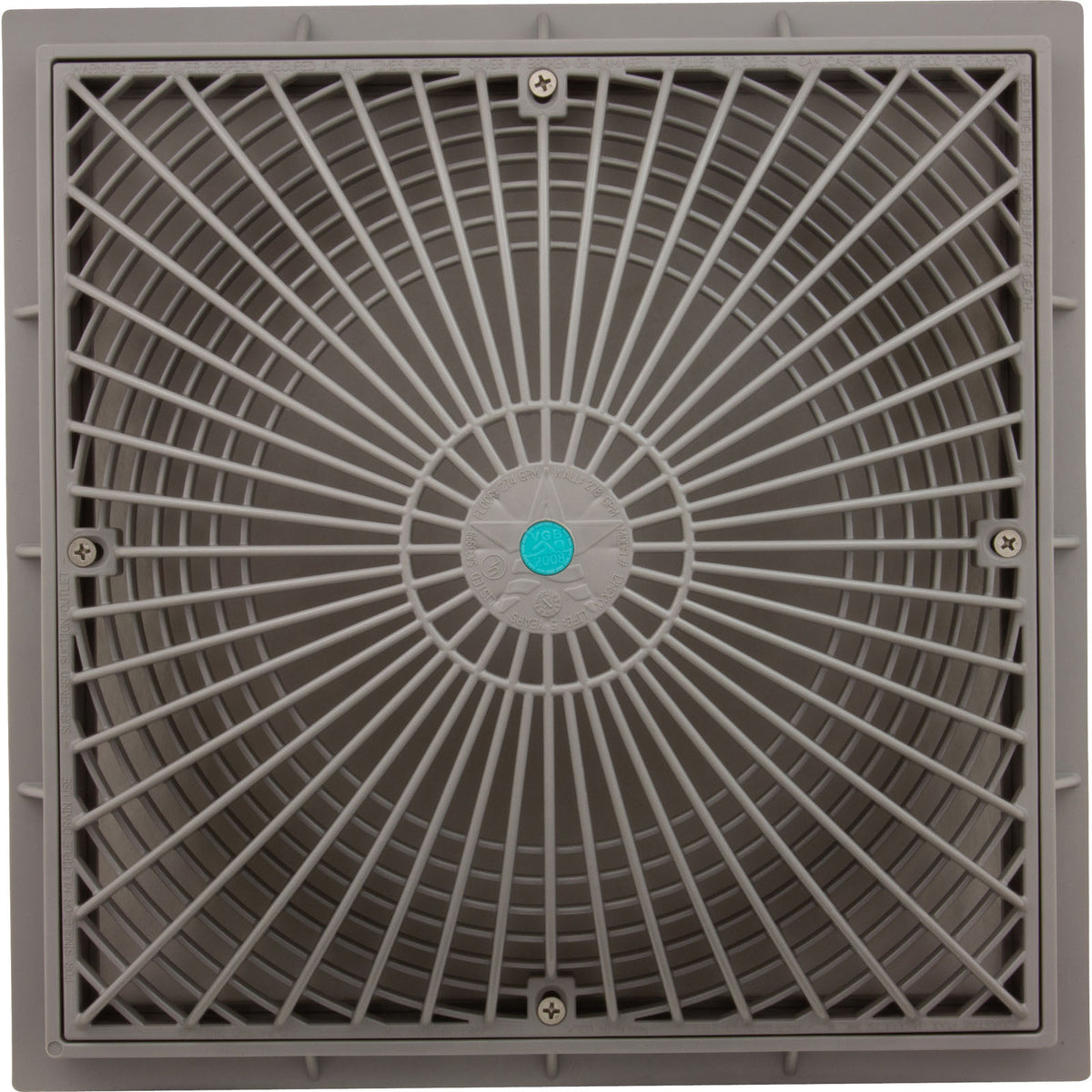 Main Drain Cover, Aquastar MoFlow, 12" Square, w/Fr, Lt Gry, VGB : 12MF103