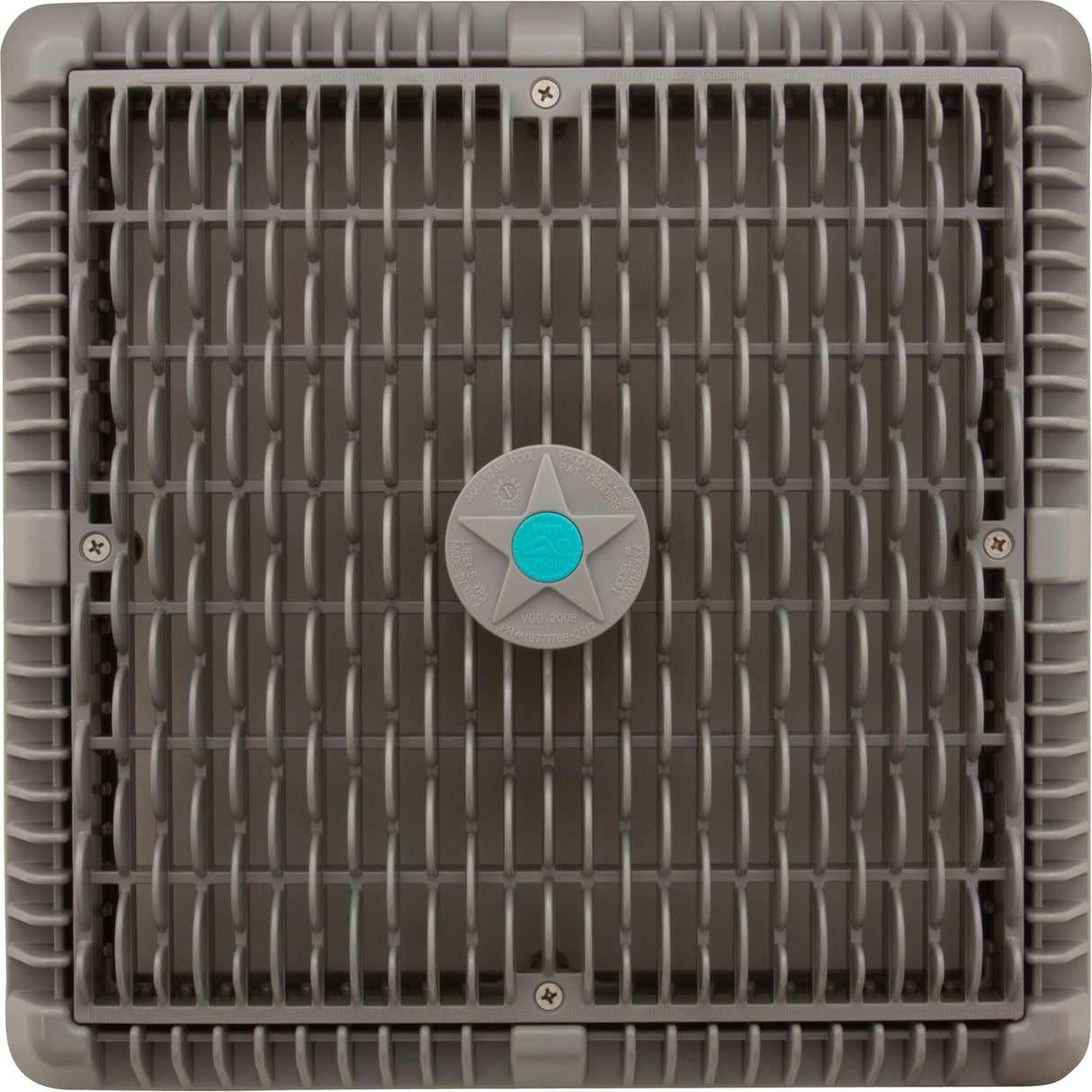 Main Drain Cover, Aquastar Wave, 12" Square, w/Fr, Lt Gry, VGB : WAV12WR103