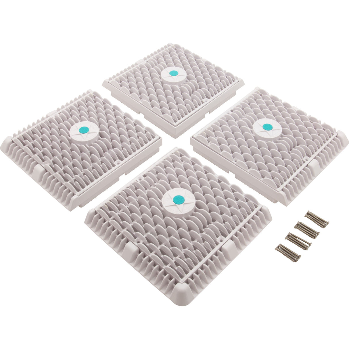 Main Drain Cover, Aquastar Wave, 18" Square (4x9) , w/Fr, Wht, VGB : WAV18WRNF101