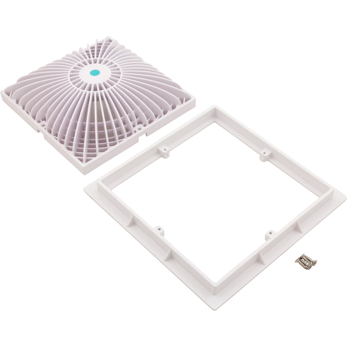 Main Drain Cover, Aquastar MoFlow, 9" Square, w/Frame, White : 9MF101