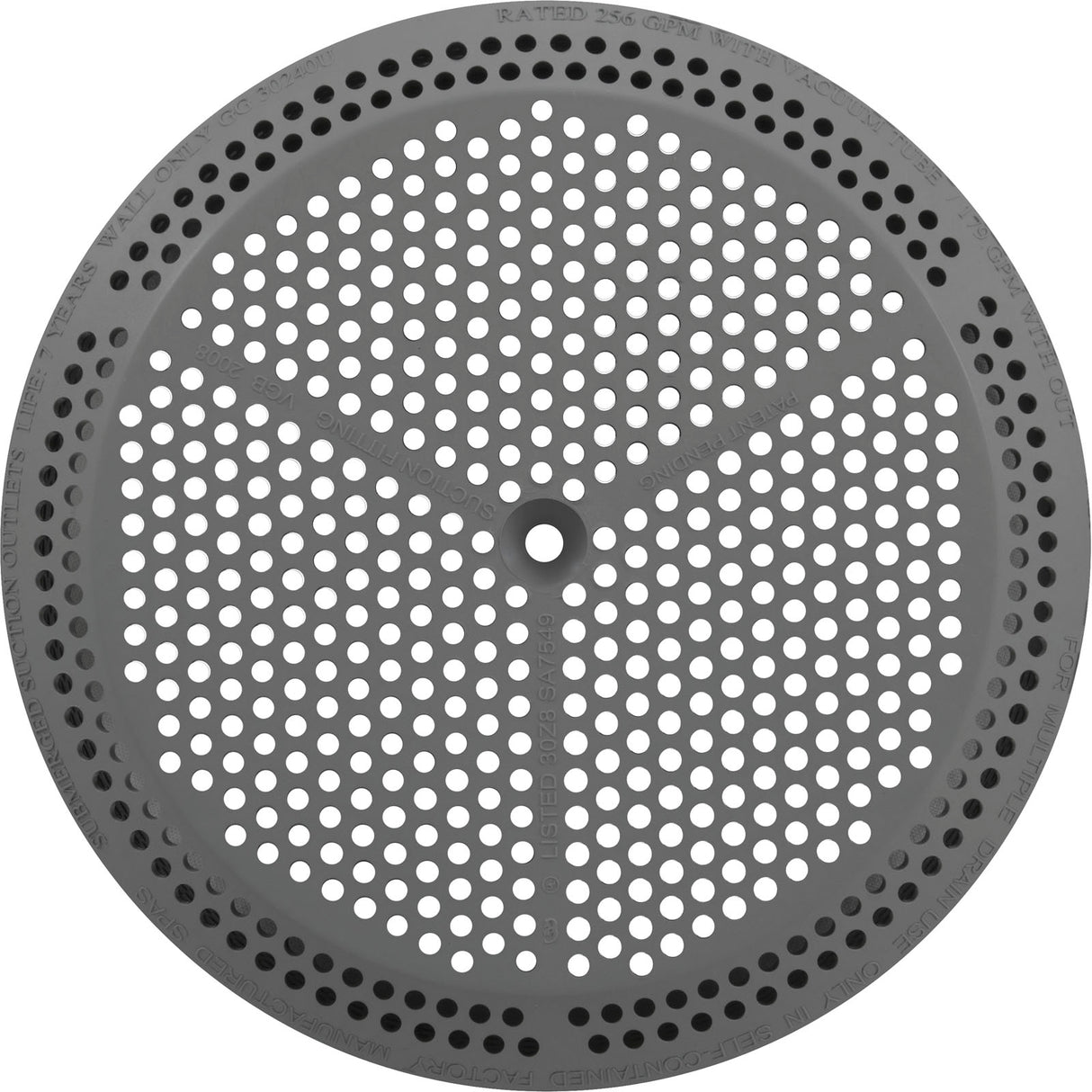 Suction Cover, BWG/GG, 4-7/8", 179/256 gpm, Gray, w/Screws : 30240U-CG