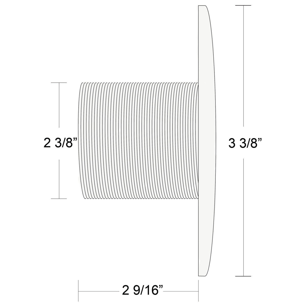 Wall Fitting, BWG/HAI Hydro Jet, 2-9/16"l, 2-3/8"hs, Long, White : 30-3803WHT
