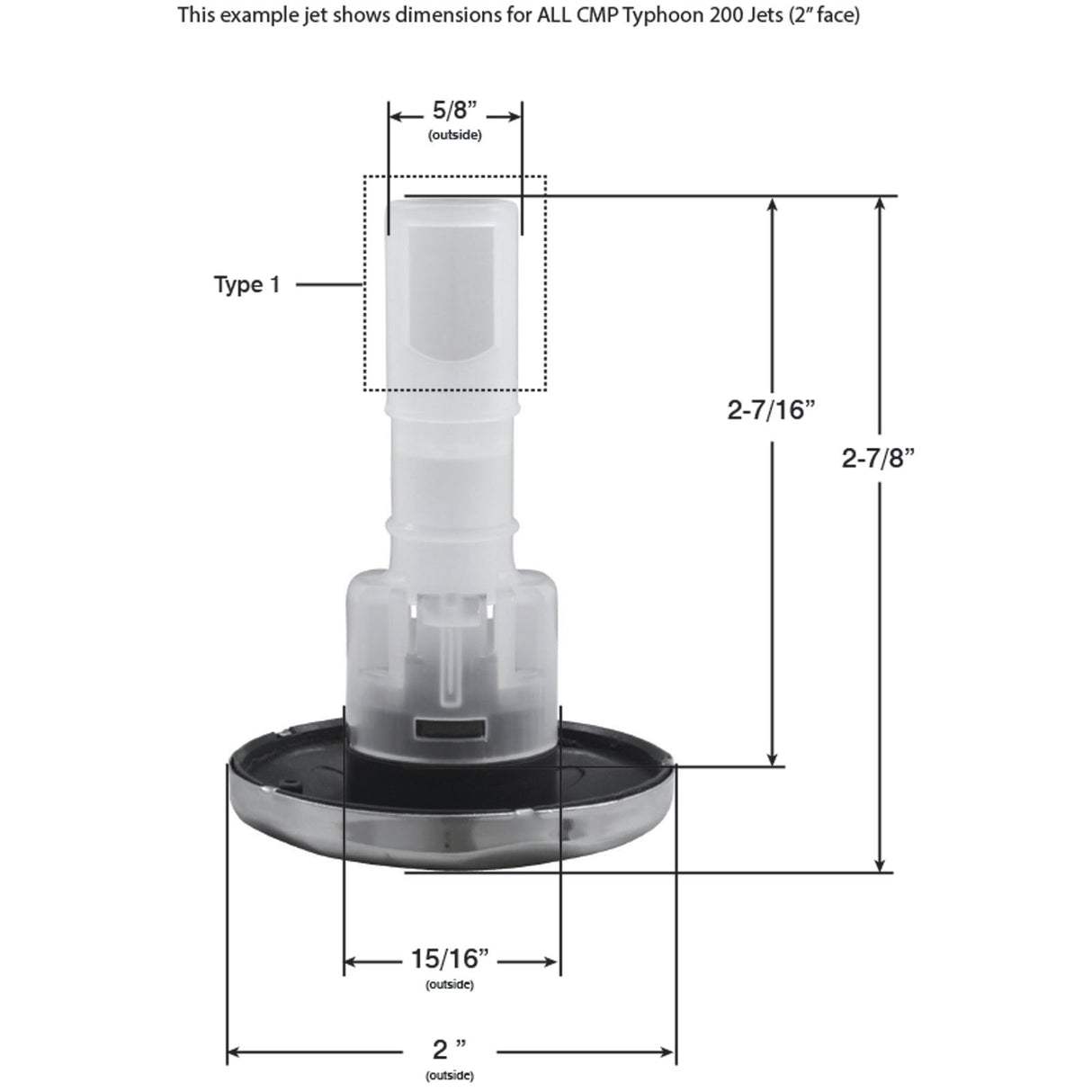 Jet Intl, CMP Typhoon 200, 2"fd, Fixed, Scal, SS/GraphGry, No Nzl : 23422-102-000