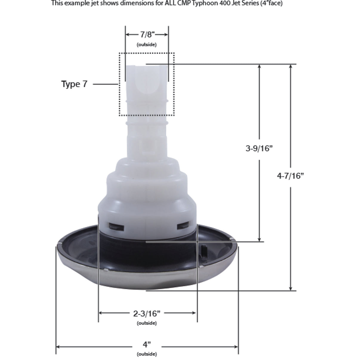 Jet Intl, CMP Typhoon 400, 4"fd, Dir, Scalloped, SS/Graph Gry : 23442-432-000