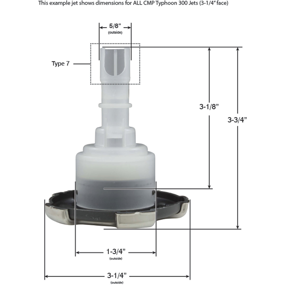 Jet Intl, CMP Typhoon 300, 3-1/4"fd, Dir, Crown, SS/Graph Gry : 23436-012-700
