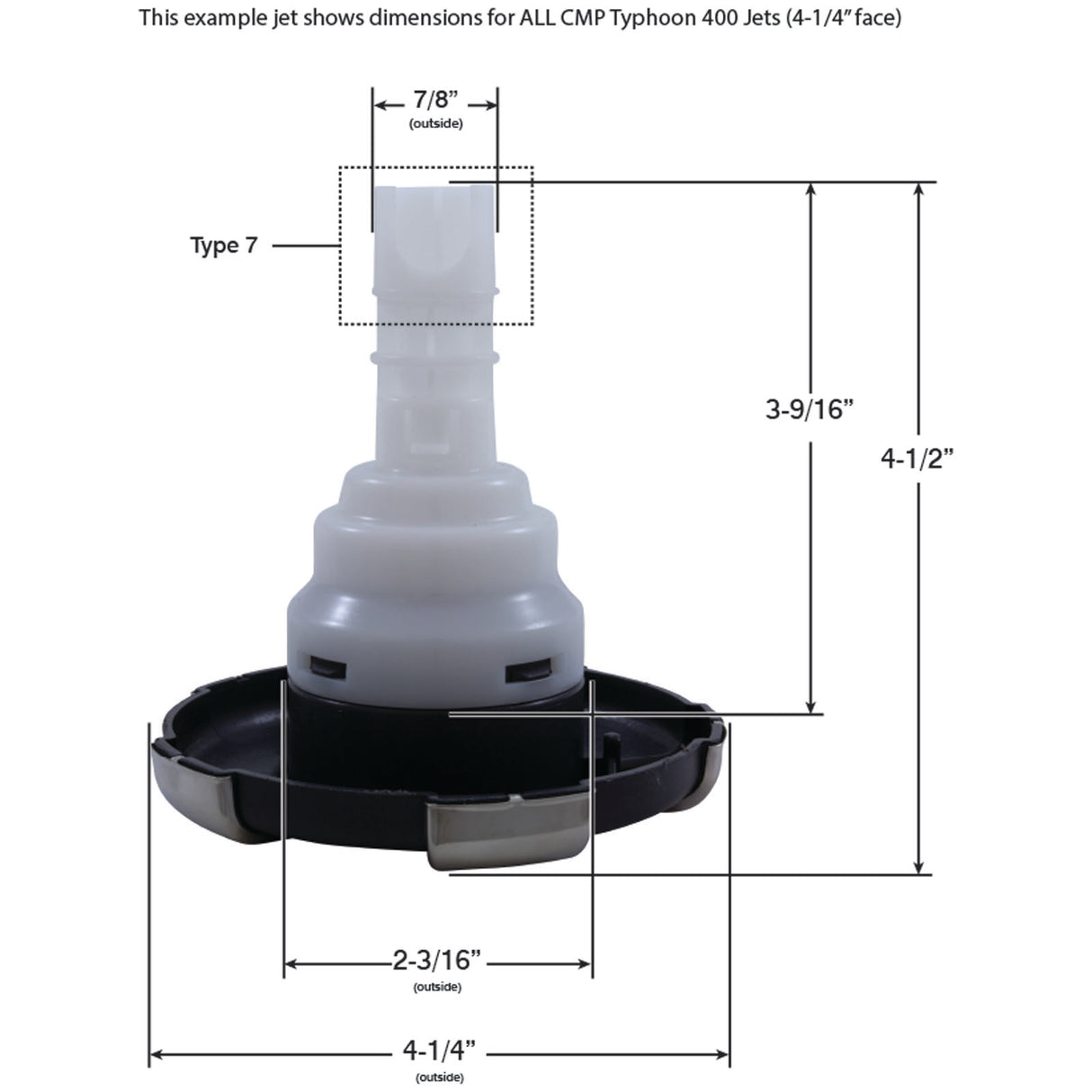 Jet Intl, CMP Typhoon 400, 4-1/4"fd, Dir, Crown, SS/Graph Gry : 23446-112-700