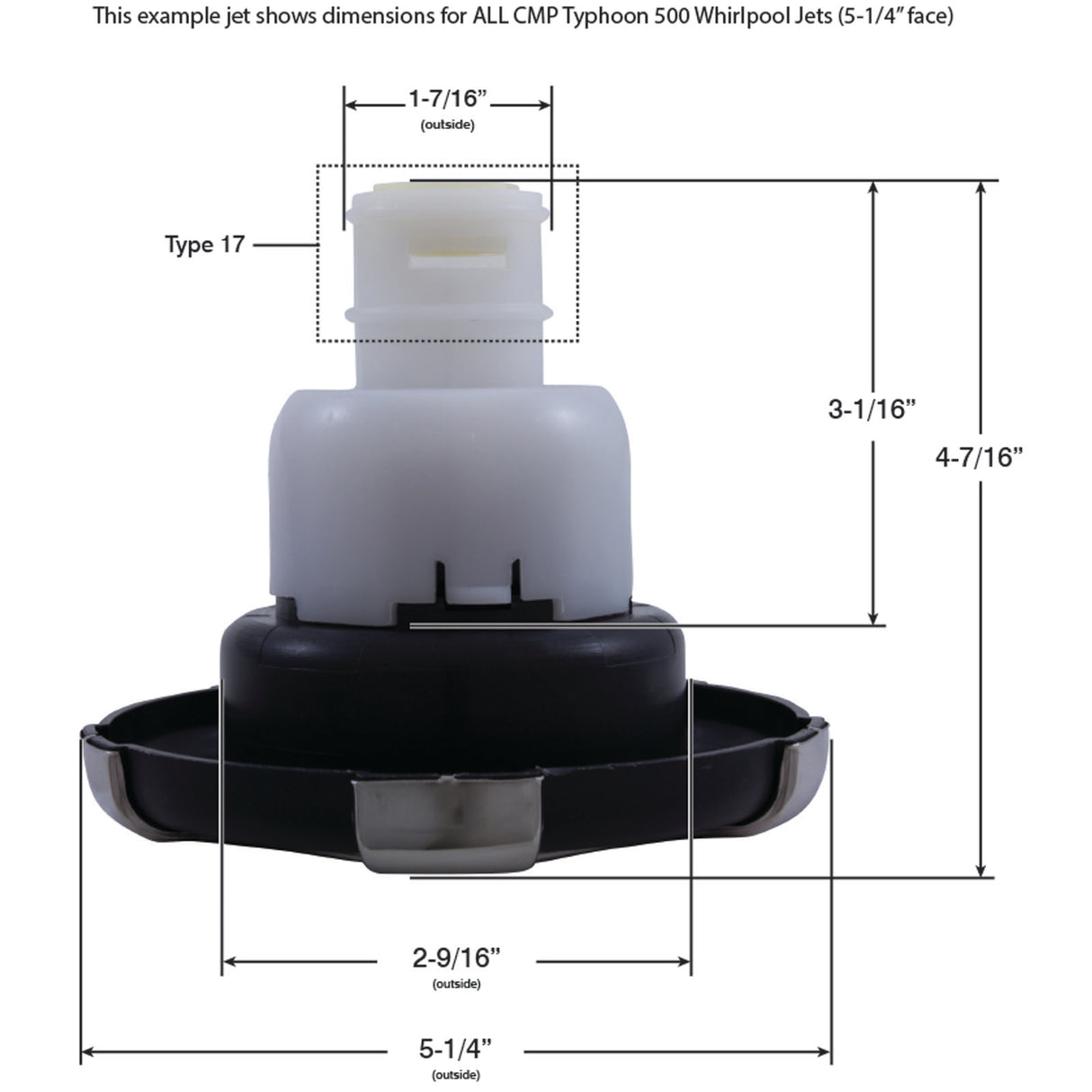 Jet Intl, CMP Typhoon 500, 5-1/4"fd, Dir, Crown, SS/Graph Gry : 23853-412-750