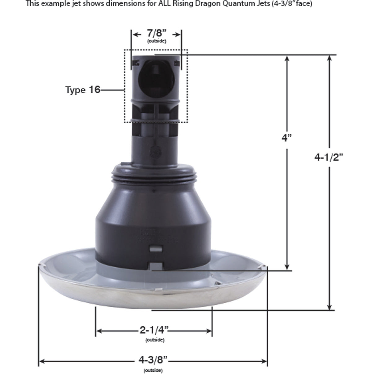 Jet Intl, RD Quantum, 4-3/8"fd, Dir, Smth, SS/Blk, Thd : RD203-L4311S