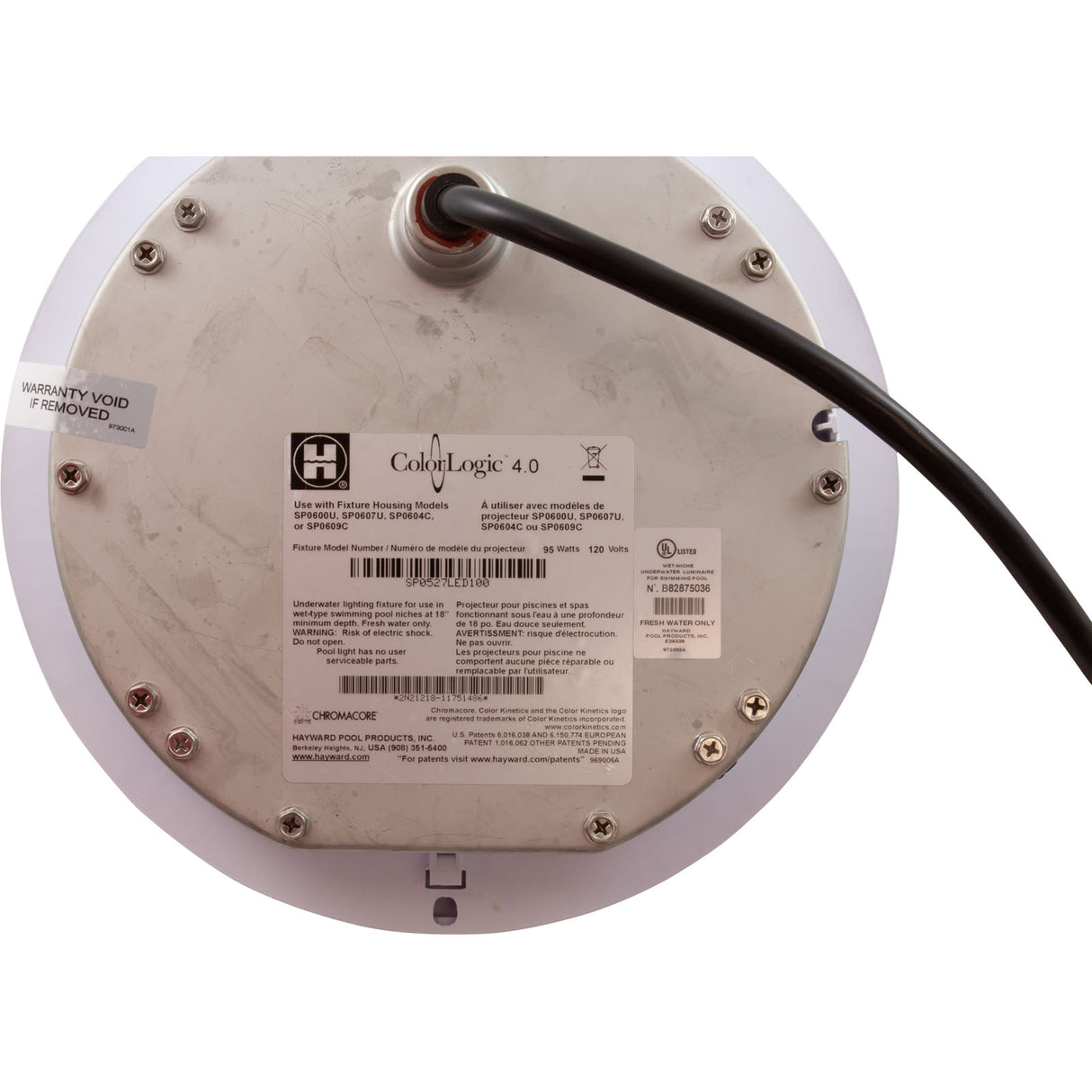 Pool Light, Hayward ColorLogic 4.0, LED, 115v, 100', Plastic : W3SP0527LED100
