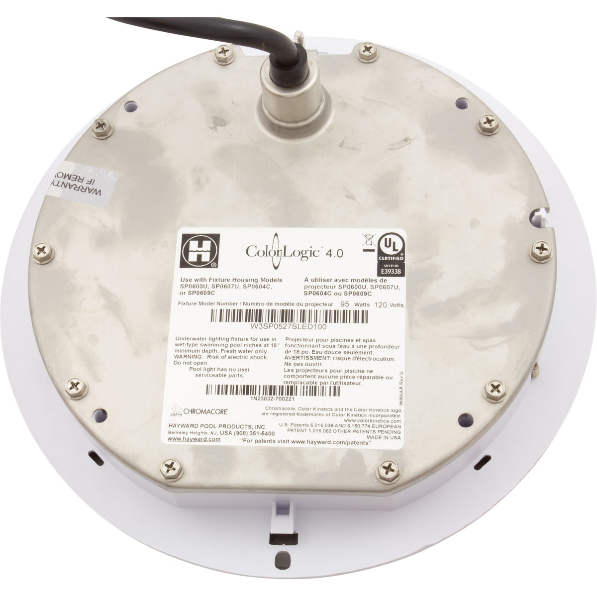 Pool Light, Hayward ColorLogic 4.0, LED, 115v, 100' Cord, SS : W3SP0527SLED100