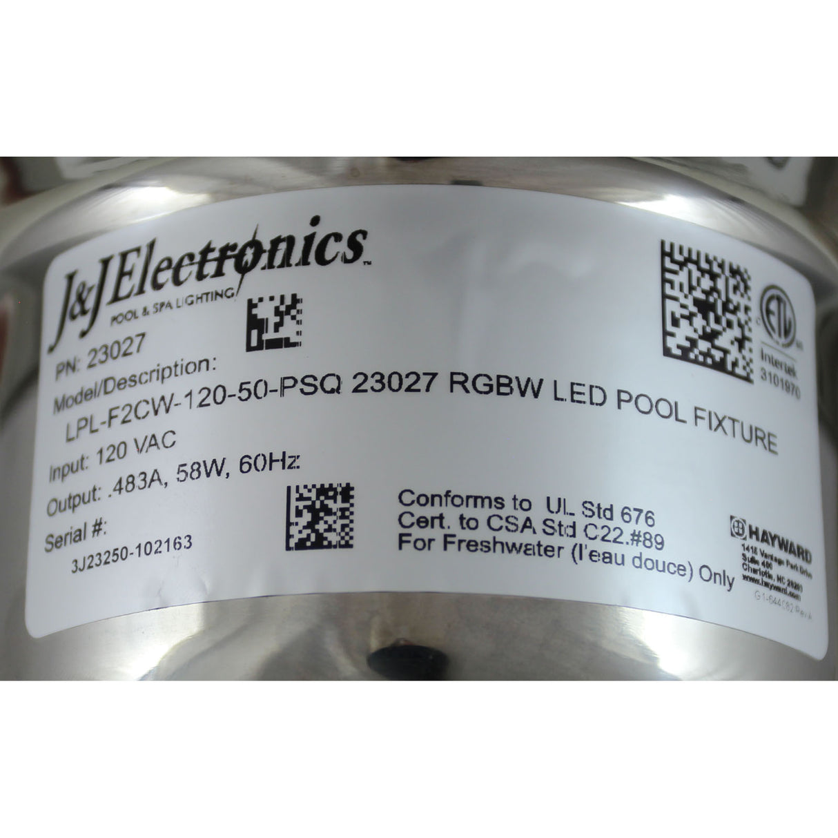 Pool Light, Color Splash XGW 500, RGBW LED, 115V, 58W, 50ft, SQ : LPL-F2CW-120-50-PSQ