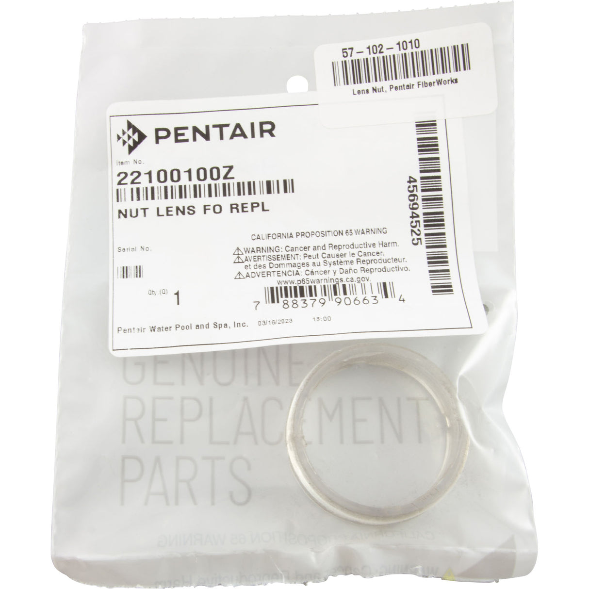 Lens Nut, Pentair FiberWorks : 22100100Z