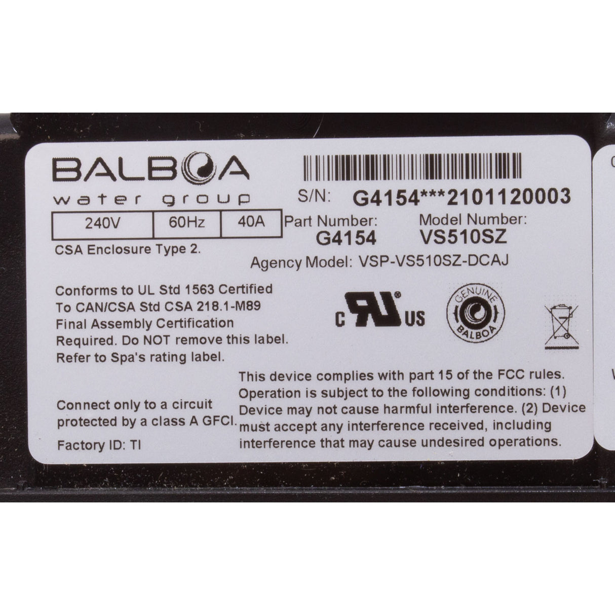 Control, BWG VS510SZ, P1, P2 1pd, Bl, 4kW, 230v, VL701S : 54218KIT