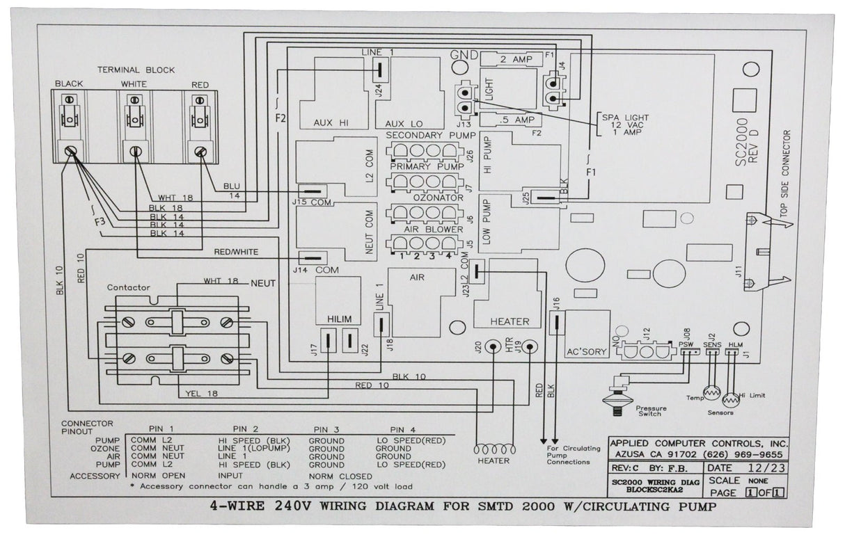 Control, ACC SmarTouch Digital 2000, 3 Pumps, 5.5kw, 115v/230v : SMTD2000-PI7 - Applied Comp. Controls/ACC - SMTD2000-PI7 - PartsForSpas.com