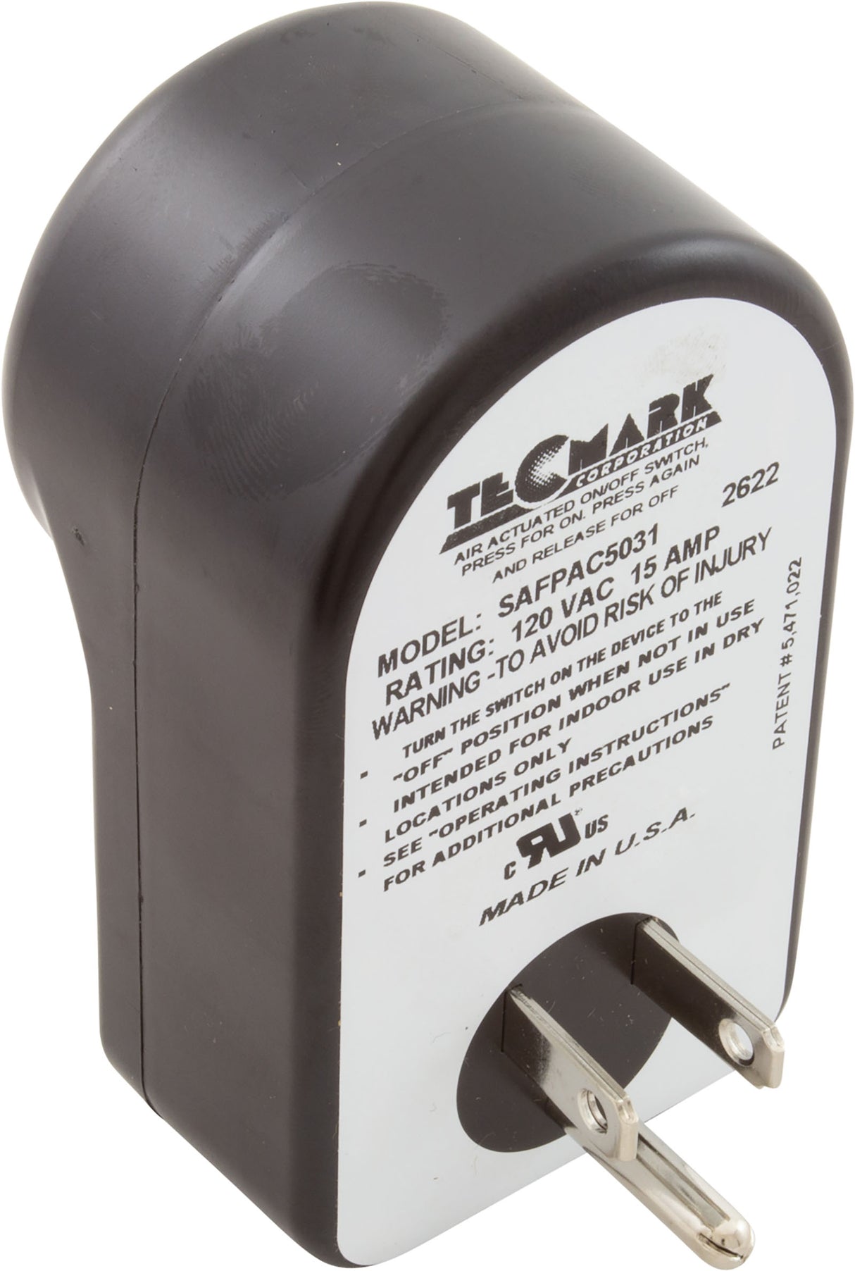 On/Off Switch, Tecmark, 15A, 115v, Wall Mount : SAFPAC5031