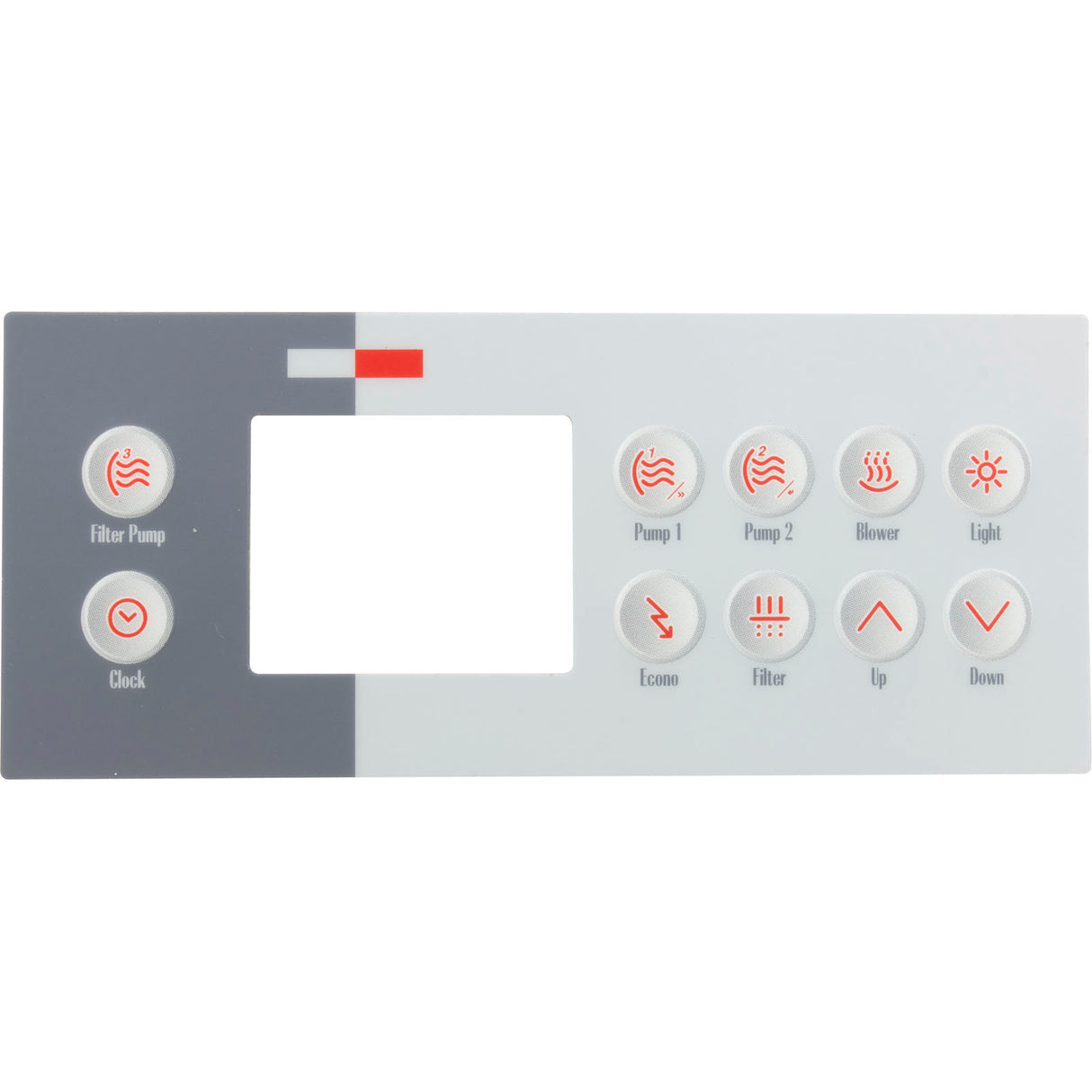 Overlay, Gecko TSC-4, 10 Button, P1 , P2 , Bl , Lt, Eco, Filt : 9916-100761