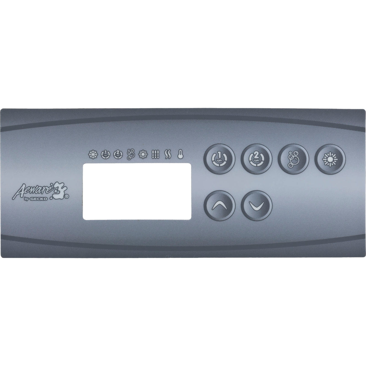 Overlay, HydroQuip, in.K35, 6 Button, P1, P2, Bl, Lt, wht/gry : 80-0237