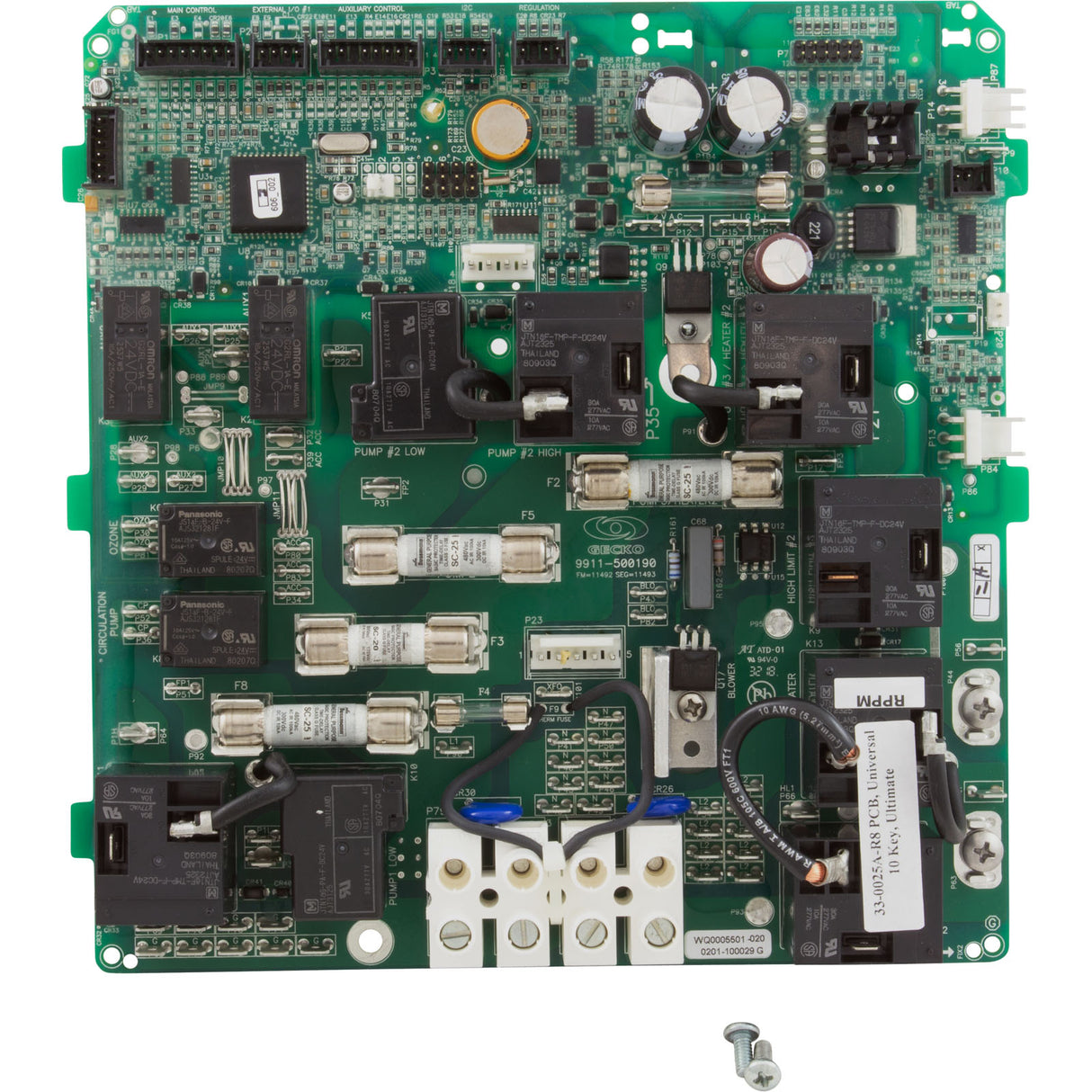 PCB, Hydro-Quip, Ultimate Plus, 230v, Rev.8 : 33-0025A-K - HydroQuip - 33-0025A-K - PartsForSpas.com
