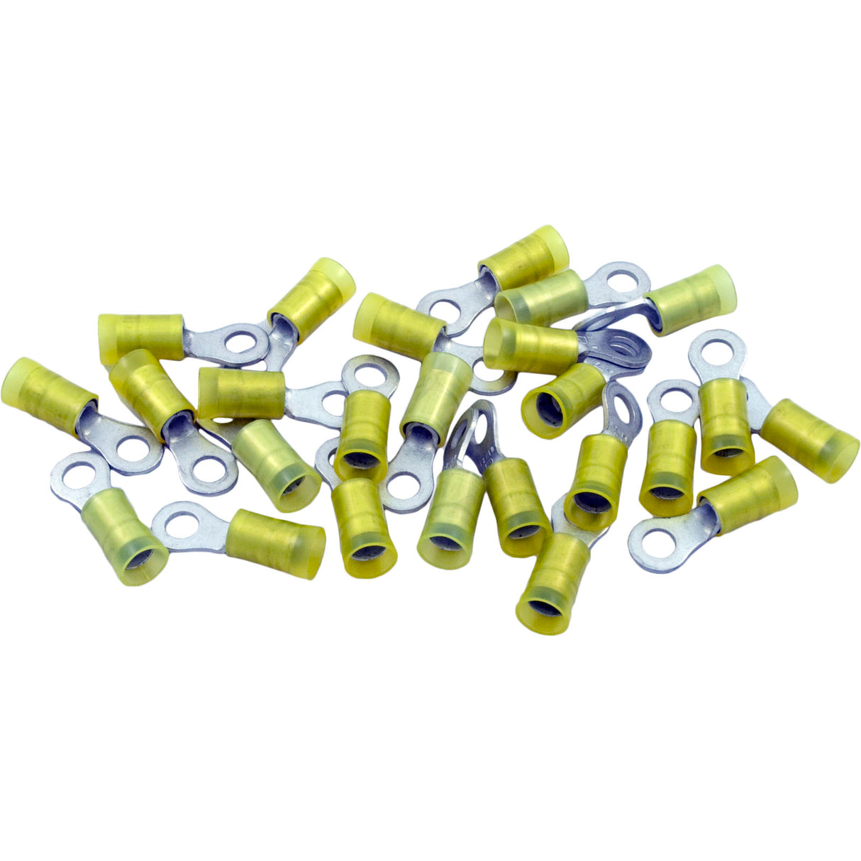 Ring Terminal, 12-10 AWG, Number 10 Stud, Yellow, Quantity 25 :