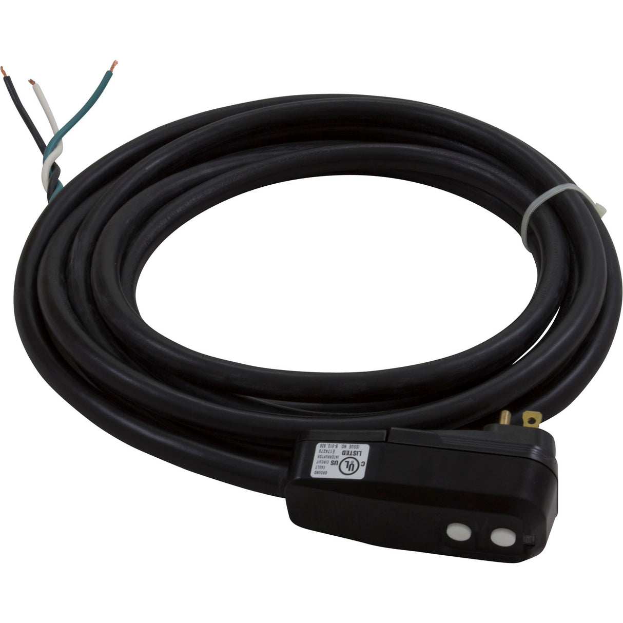 In-Line GFCI, 15A, 115v, SPST, 15 foot Cord, (B/W/with G) : 30-0061B-K