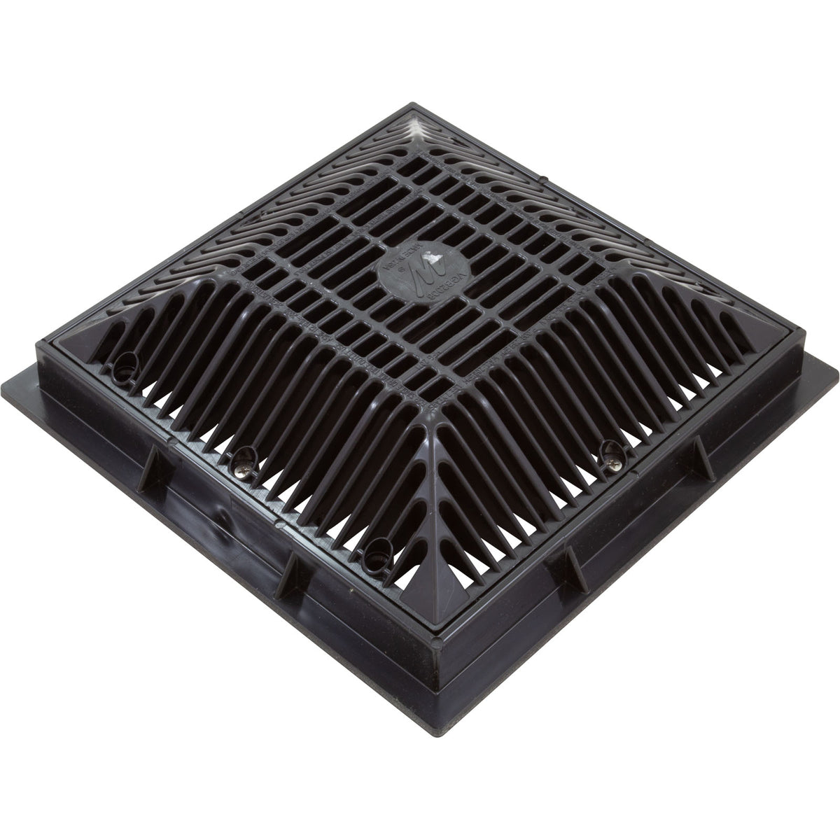 Main Drain Grate, Waterway, 9"x 9", with Frame (2011) , Black : 640-4791 V - Waterway Plastics - 8.06105E+11 - PartsForSpas.com