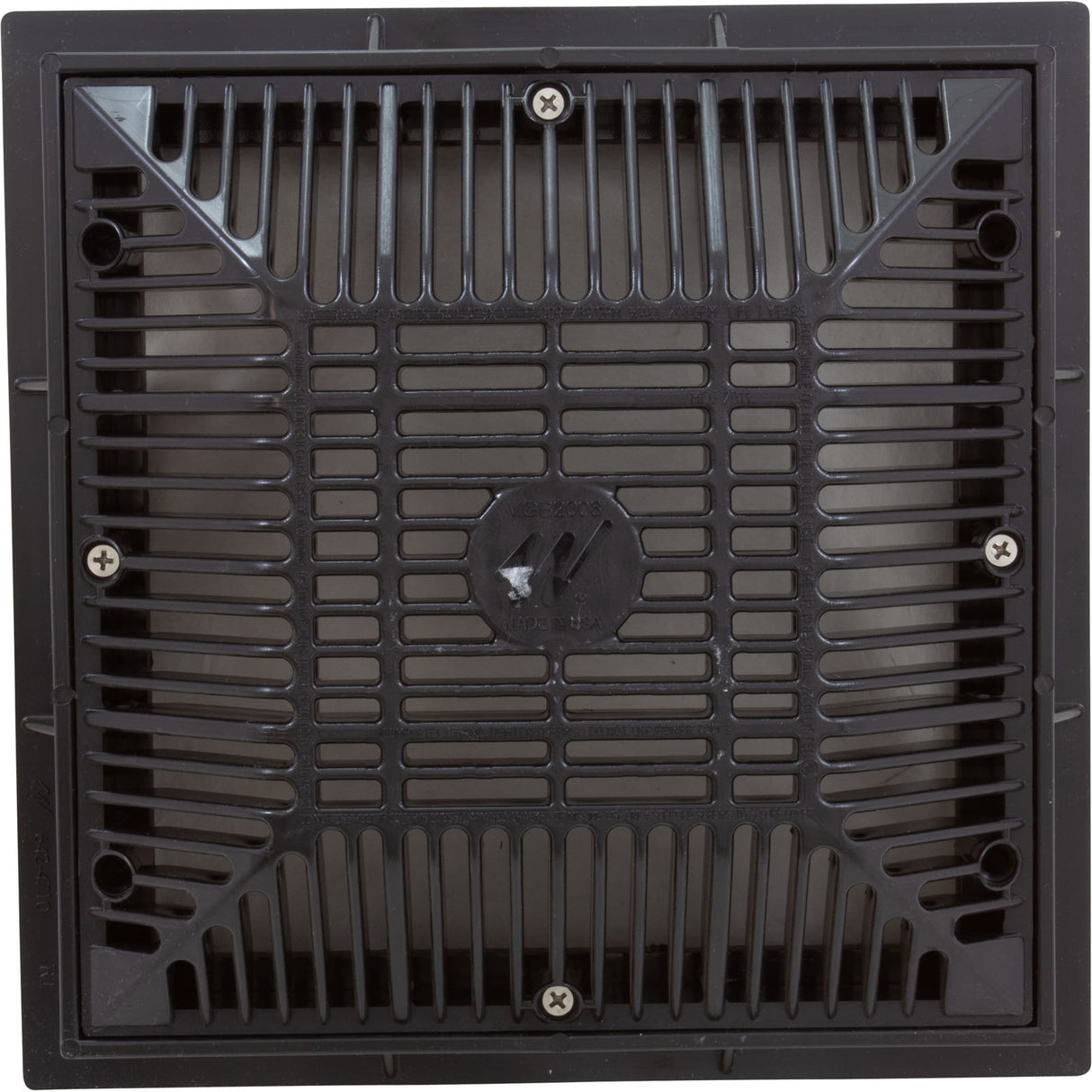 Main Drain Grate, Waterway, 9"x 9", with Frame (2011) , Black : 640-4791 V
