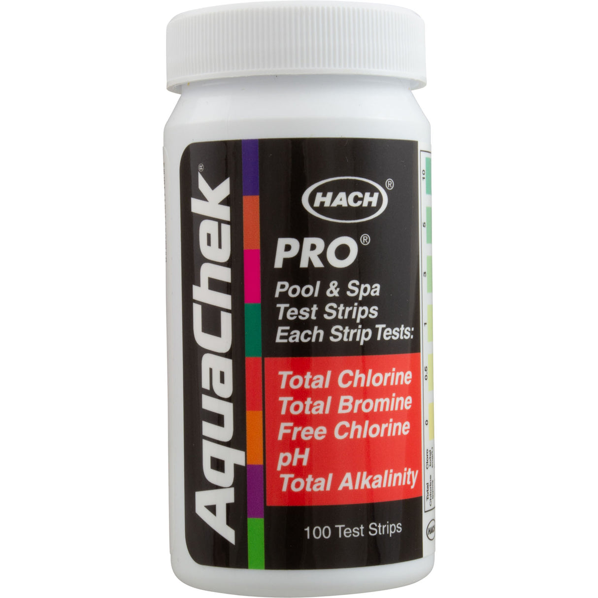 Test Strips, AquaChek Pro, 5-in-1, TC, TB, FC, pH, TA, 100 ct : 511710 - AquaChek/Hach - 190944017100 - PartsForSpas.com