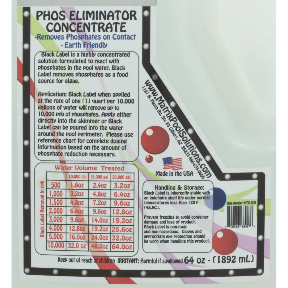 Phosphate Remover, Matrix Black Label, Measurable, 64oz : C006609-BT64OF