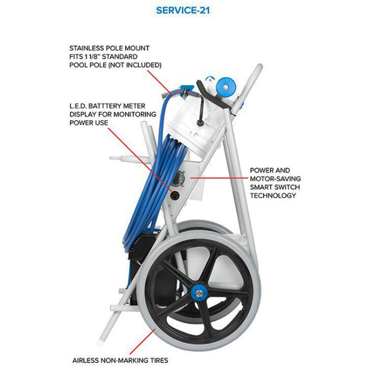 Vacuum, Hammerhead, 21 inch, 40ft Cord, Service 21 : SERVICE 21 - Hammerhead - 810089640000 - PartsForSpas.com
