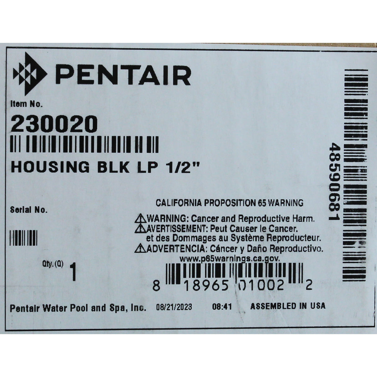 Low Profile 1 1/2 " Valve Housing Black : 230020