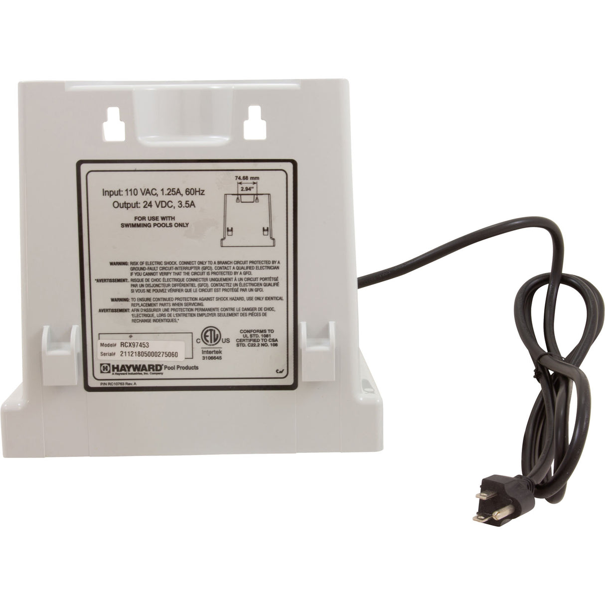 Power Supply, Hayward SharkVAC/XL/TigerShark, 115v, w/5ft Cord : RCX97453 - Hayward - 0610377107563 - PartsForSpas.com