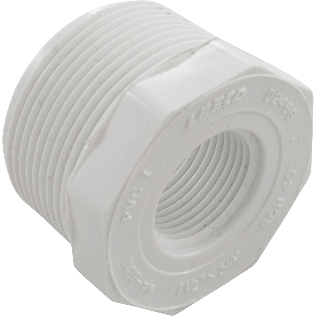 Reducer, Lasco, 1-1/2"mpt x 3/4"fpt, SCH40 PVC : 439-210 - Lasco - 1.00255E+13 - PartsForSpas.com