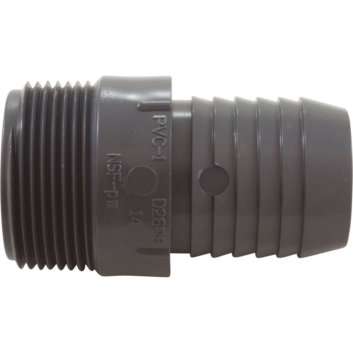 Barb Adapter, Lasco, 1-1/4"mpt x 1-1/4"b, Hose, PVC : 1436012 - Lasco - 10025528723504 - PartsForSpas.com