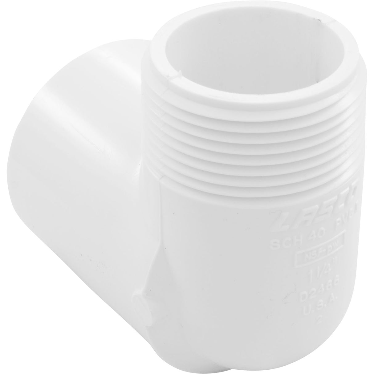 90 Elbow, 1-1/4" Slip x 1-1/4" Male Pipe Thread : 410-012 - Lasco - 1.00255E+13 - PartsForSpas.com