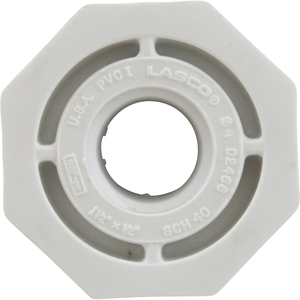 Reducer, Lasco, 1-1/2"mpt x 1/2"fpt, PVC, SCH40 : 439-209