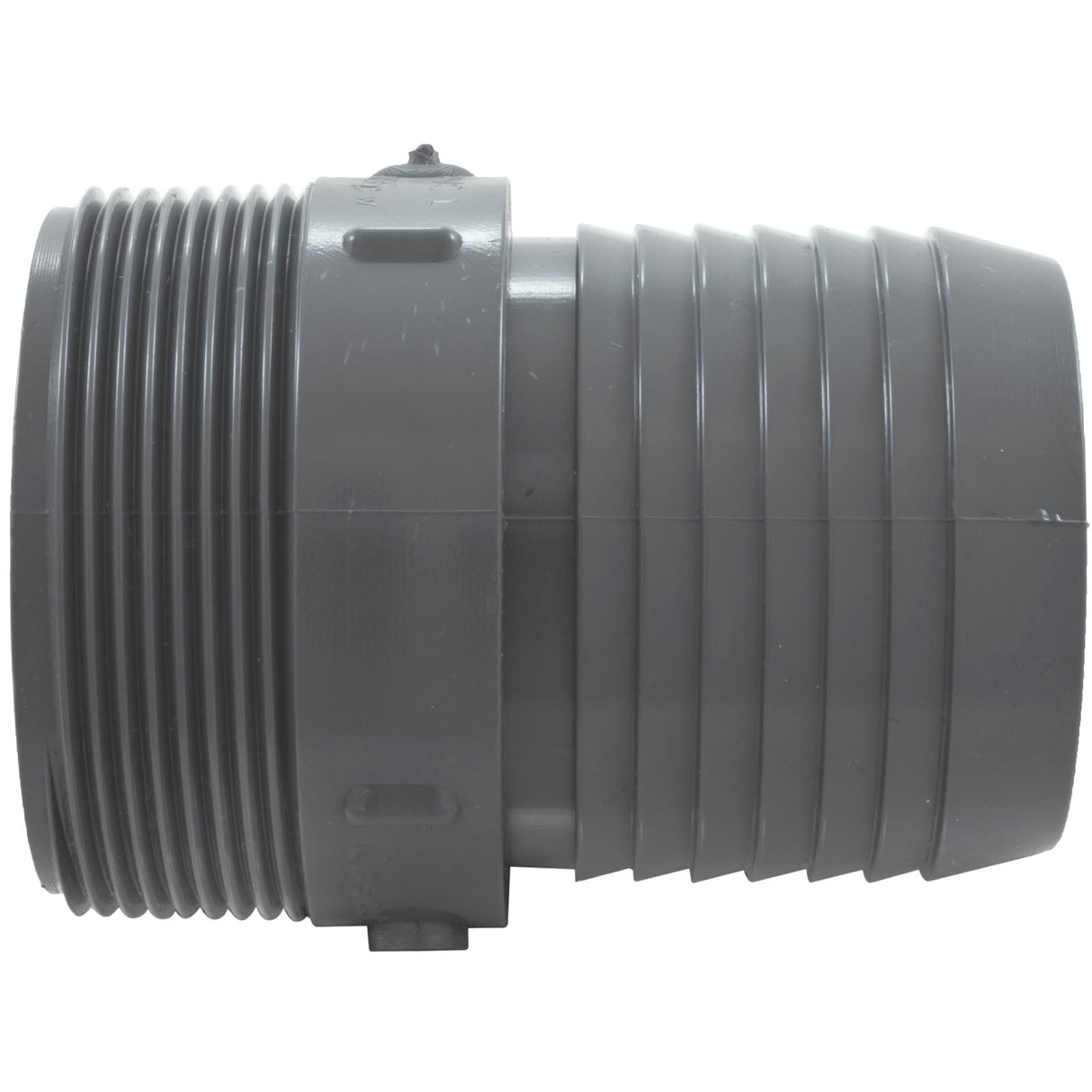 Barb Adapter, Lasco, 2" Male Pipe Thread x 2" Barb, PVC : 1436-020